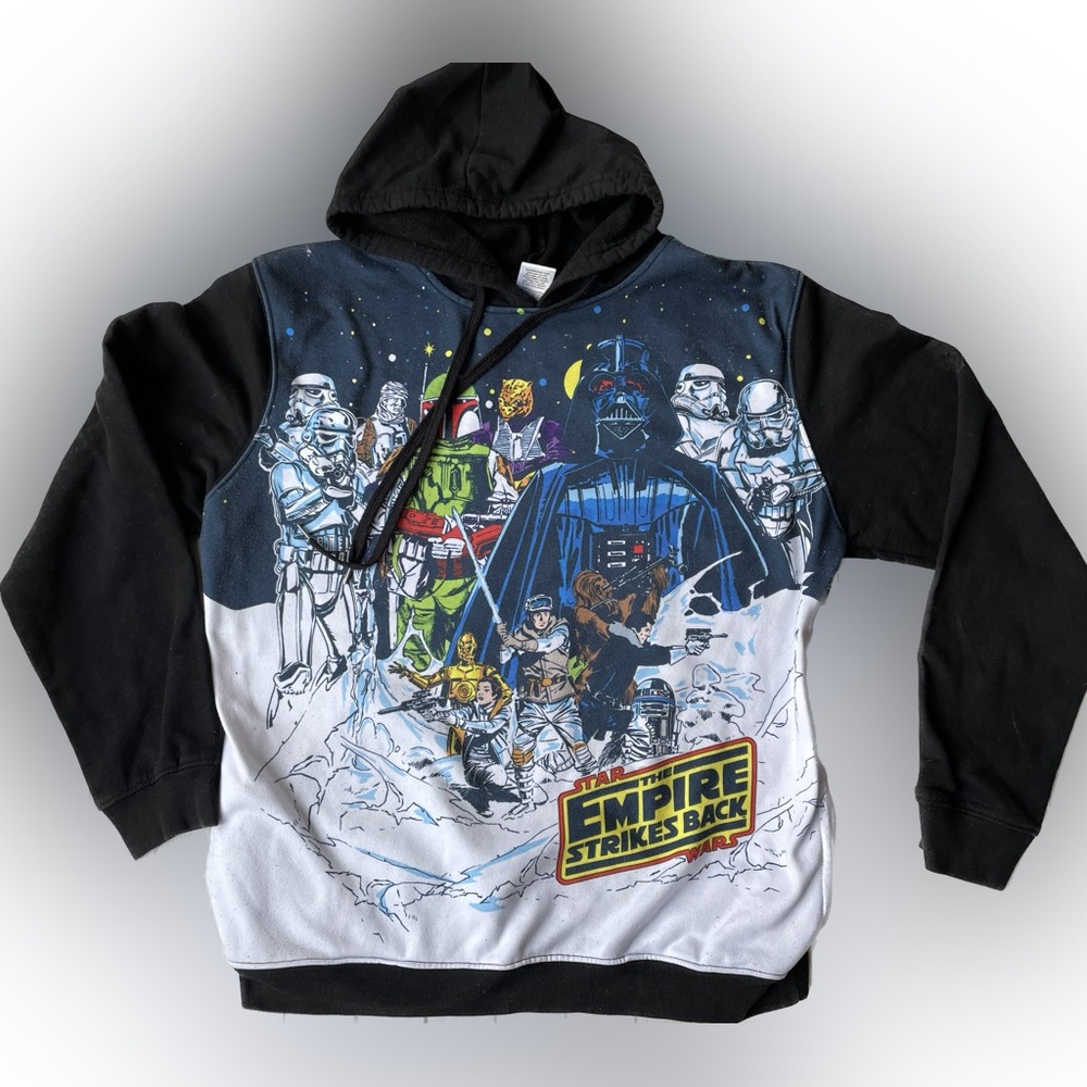Star Wars Size Large Boba Fett Empire Strikes Back Pullover Hoodie Side Pockets